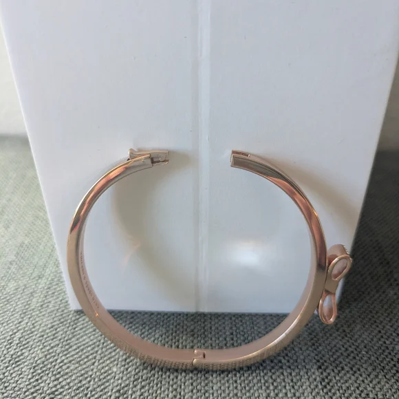 Kate Spade Rose Gold-tone Bow Crystal Bangle with Pink Pouch - Limited Edition - Picture 7 of 16